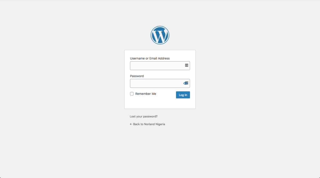 Wordpress login page