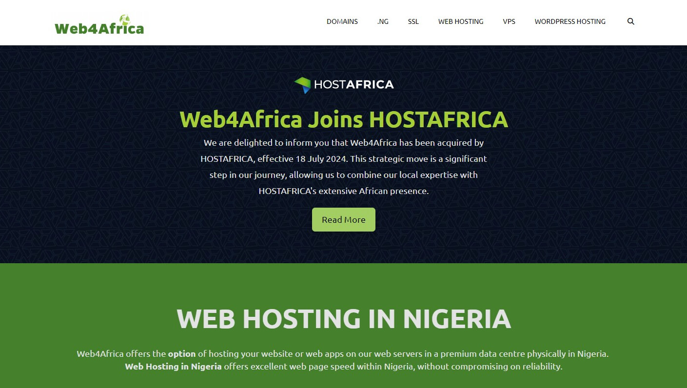 Web4Africa, now HostAfrica Web Hosting in Nigeria