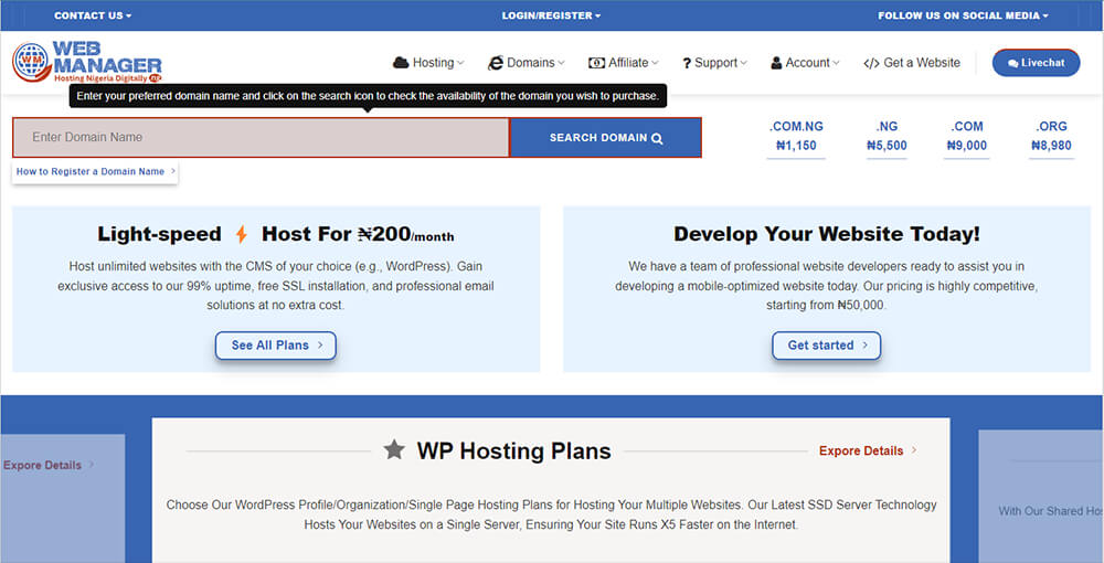 WebManager.NG: Reliable Domain & Web Hosting Company