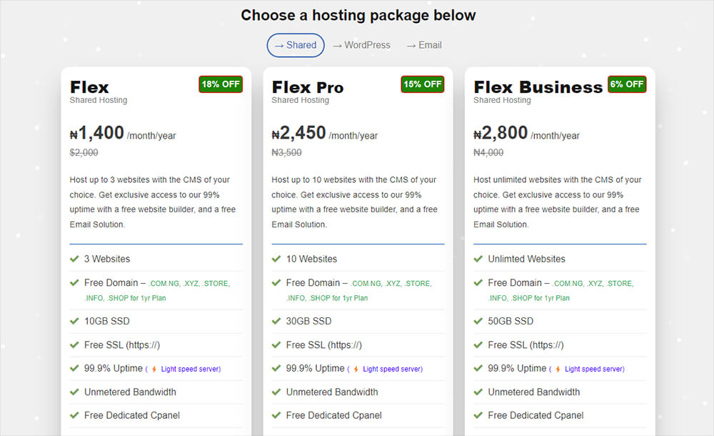WebManager.NG - Hosting Prices.