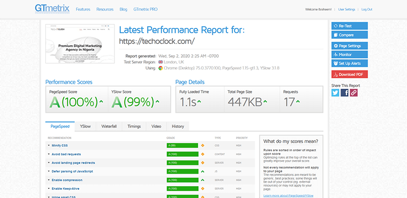 Gtmetrix Speed Report