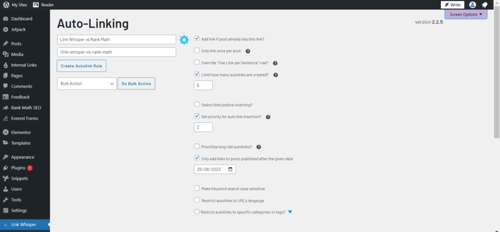 Link Whisper Automatic Linking tool