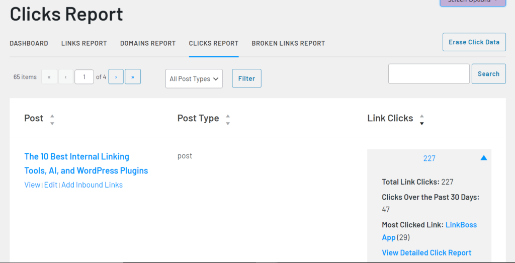 How to use Link Whisper Clicks Report to analyze the perfomance of URLs on y.our website