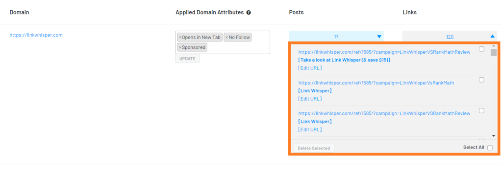 Using the Domains Report, Link Whisper