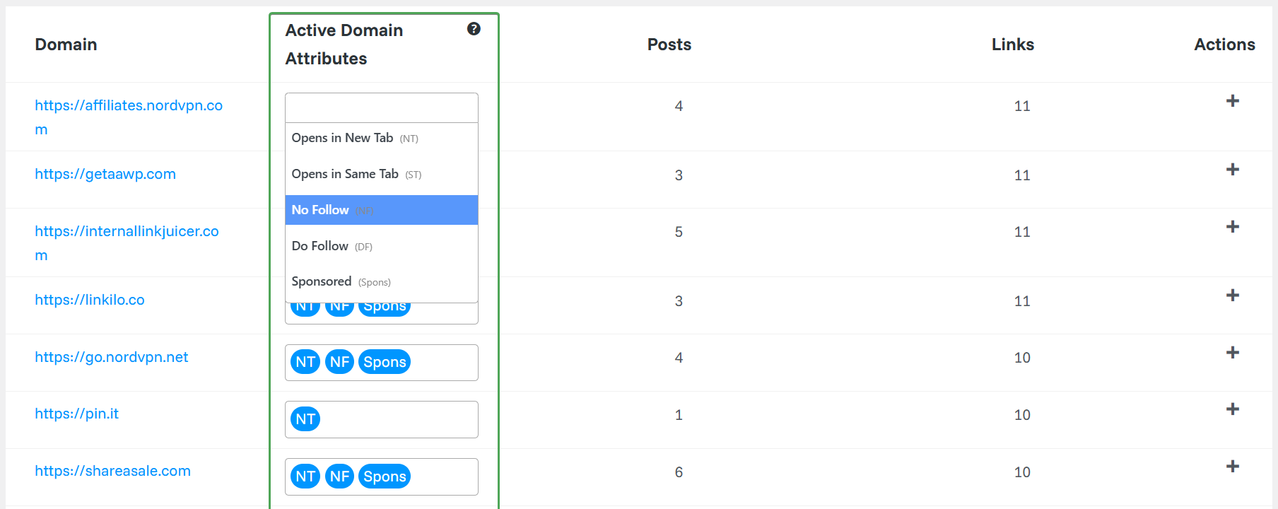 Linked-to Domain setting, Link Whisper